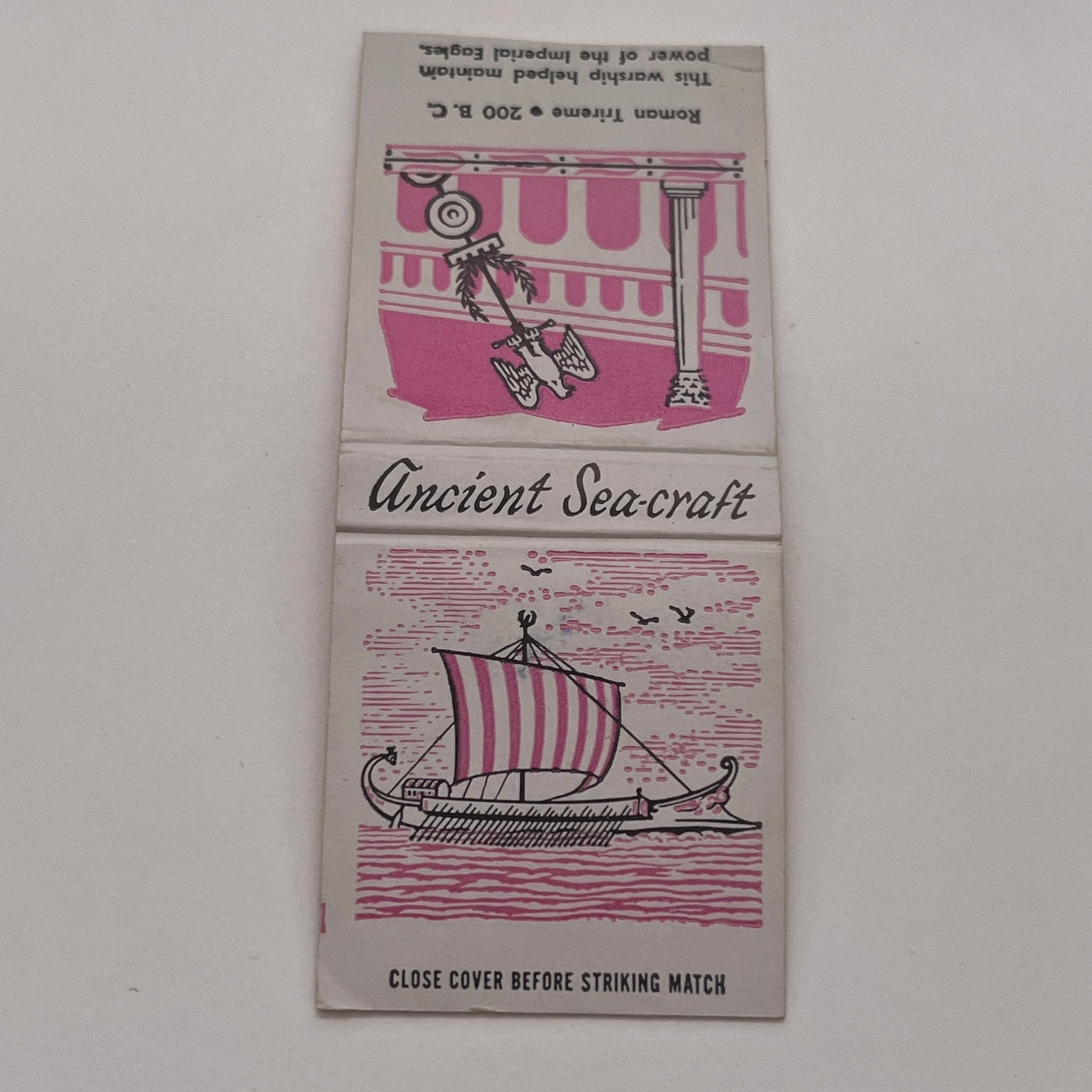 Ancient Sea-Craft Roman Trireme Vintage Matchbook Cover TB8-MB2-2