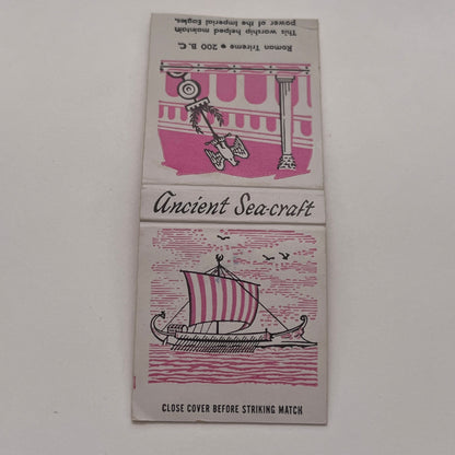 Ancient Sea-Craft Roman Trireme Vintage Matchbook Cover TB8-MB2-2