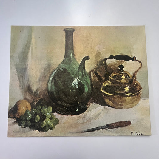 MCM Rudolph Colao, Still Life with Kettle Lithograph 8x10" on Masonite L4-5