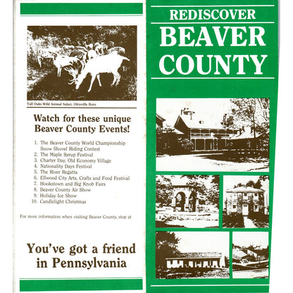 Vintage Beaver County Pennsylvania Fold Out Travel Brochure TH2-O2