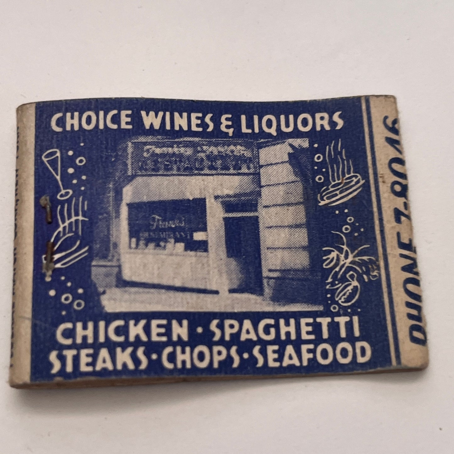 Frank's Italian & French Restaurant Hartford CT Vintage Matchbook Cover TB8-MB-5