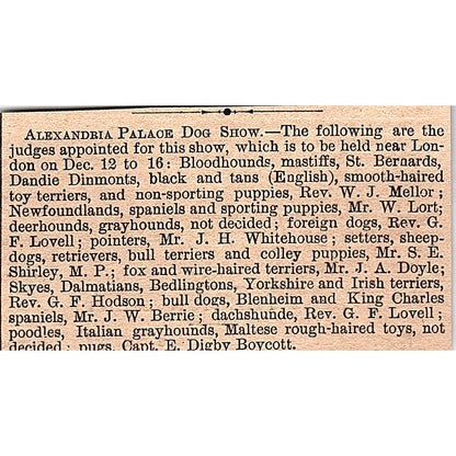 Dec 1878 Alexandra Palace Dog Show London England 1878 Article AG2-M8
