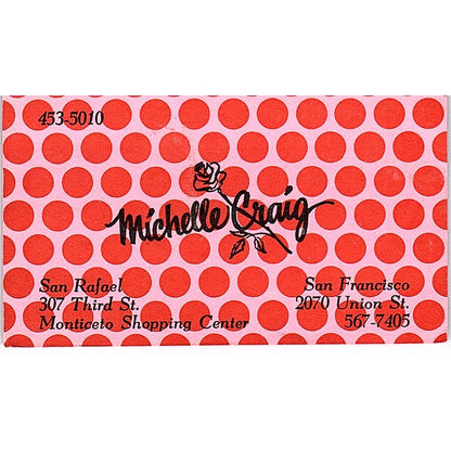 Michelle Craig Fashions San Rafael San Francisco CA Vintage Business Card SE5-B4
