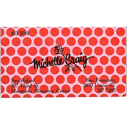 Michelle Craig Fashions San Rafael San Francisco CA Vintage Business Card SE5-B4