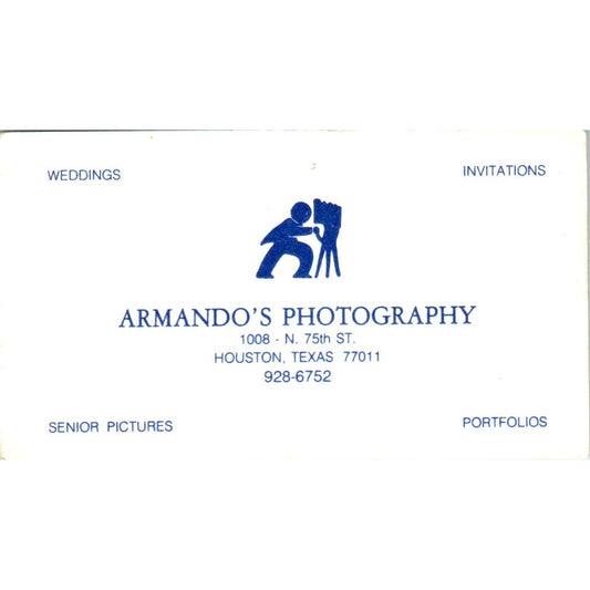 Armando's Photography Houston TX Vintage Business Card SD8-B17