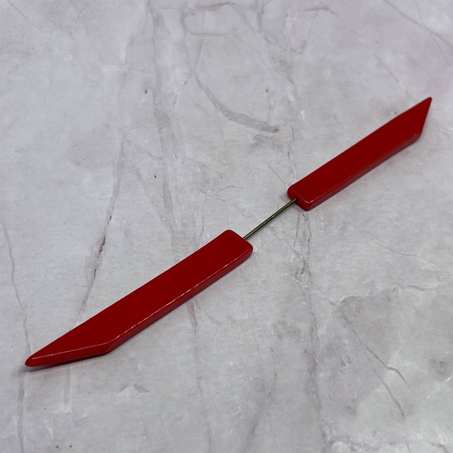 Vintage Red Bakelite Geometric Wings? Toy Part, Etc. 1/4x7 1/2" SB7