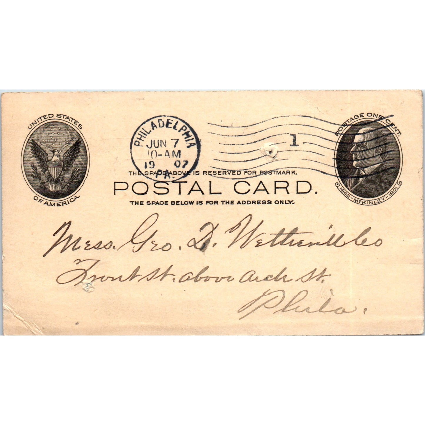 1907 Shoemaker & Busch Wholesale Druggists Philadelphia Postal Mailing Card PE4