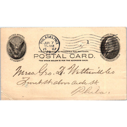 1907 Shoemaker & Busch Wholesale Druggists Philadelphia Postal Mailing Card PE4