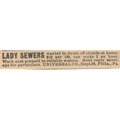 Lady Sewers Universal Co Philadelphia PA 1910 Magazine Ad AF1-SS8