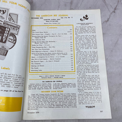 1976 Nov - American Bee Journal - Bees Beekeeping Honey M32