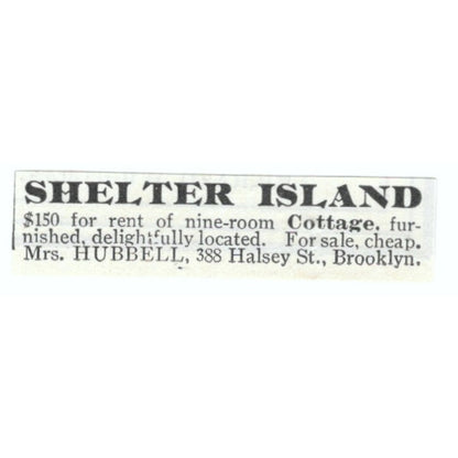 Shelter Island Cottage Mrs. Hubbell Brooklyn 1903 Magazine Ad AF7-SS2