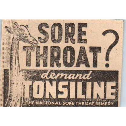 Tonsiline Sore Throat Giraffe 1935 Minneapolis Journal Advertisement AE7-H2