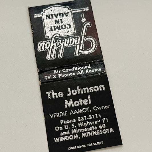 The Johnson Motel Verdie Aamot Windom MN Vintage Matchbook TB6-MB2-14