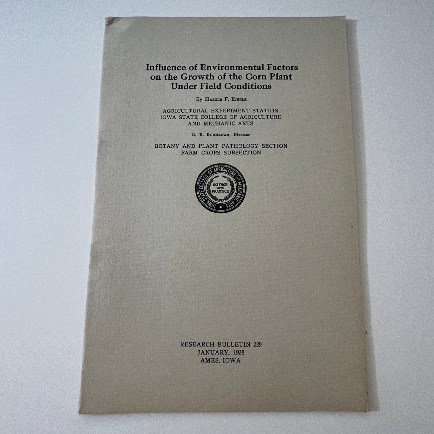 Influence of Environmental Factors on the Growth of the Corn Plant 1938 TK2-XB2