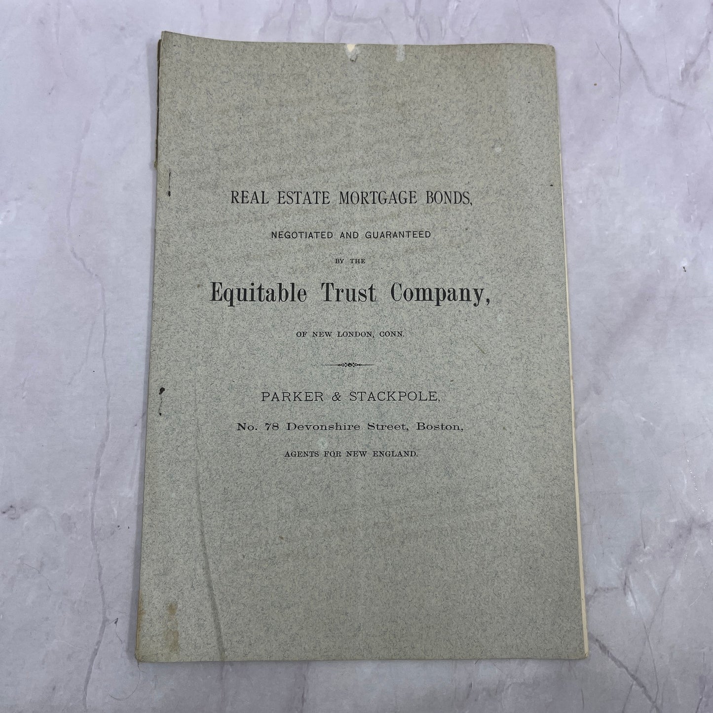 1873 Parker & Stackpole Real Estate Bonds Equitable Trust New London Book TC5-RD