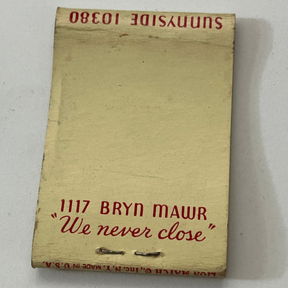 Lakeside Restaurant 1117 Bryn Mawr Vintage Matchbook Cover TB8-MB2-10