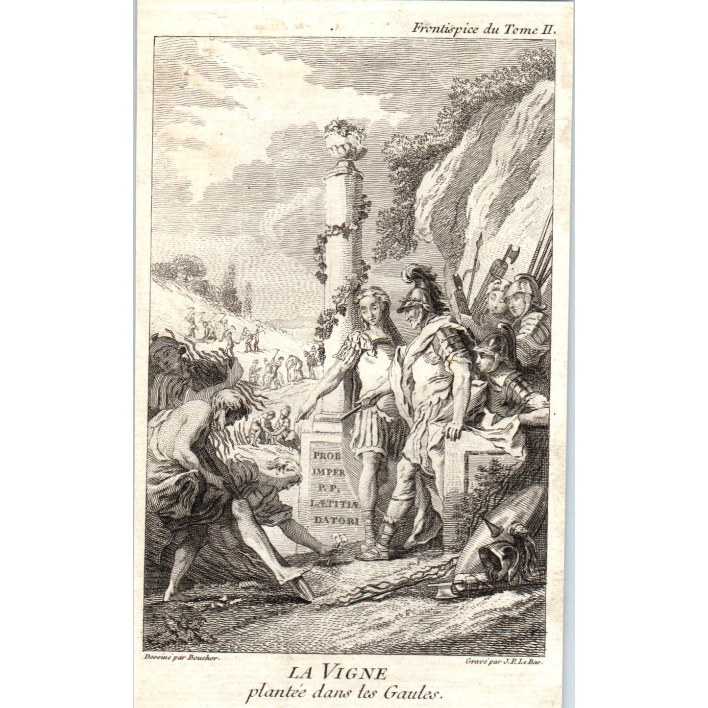 c1780 Original French Engraving Emperor Probus planting the grape vine AE5-FE
