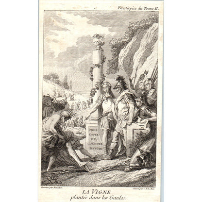 c1780 Original French Engraving Emperor Probus planting the grape vine AE5-FE