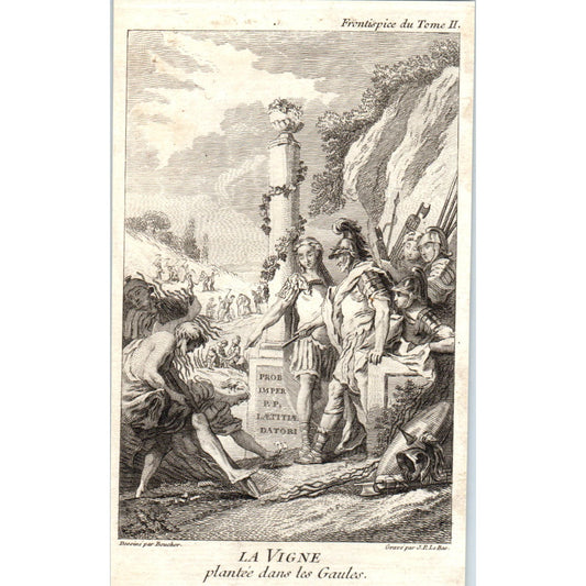 c1780 Original French Engraving Emperor Probus planting the grape vine AE5-FE