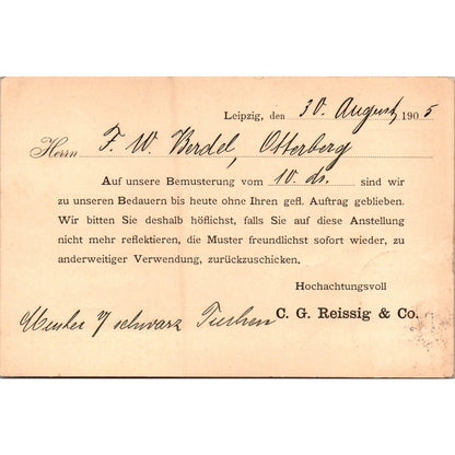 C.G. Resig & Co Leipzig-Berlin 1905 German Reich Postcard TE2-GRP