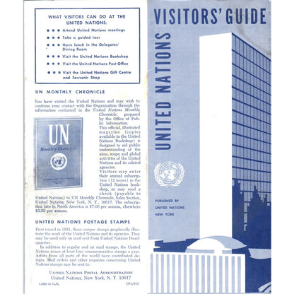 1960s United Nations Visitor's Guide New York Travel Brochure TF4-BA