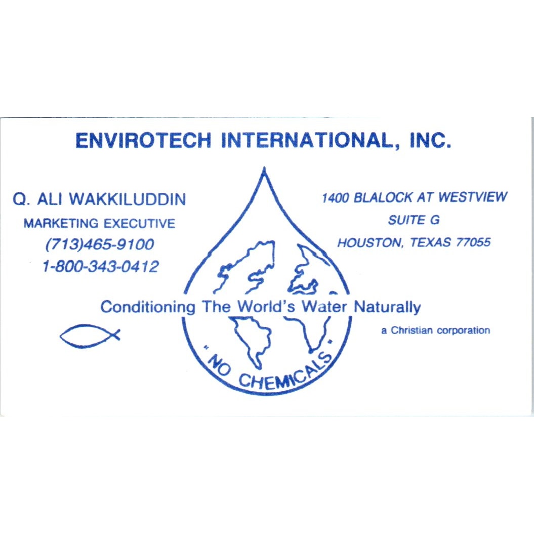 Q. Ali Wakkiluddin Envirotech International Houston Vintage Business Card SE3-B6