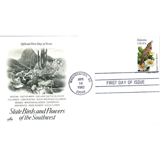 Arizona 1982 State Birds & Flowers of the Southwest First Day Issue TJ5-PC1