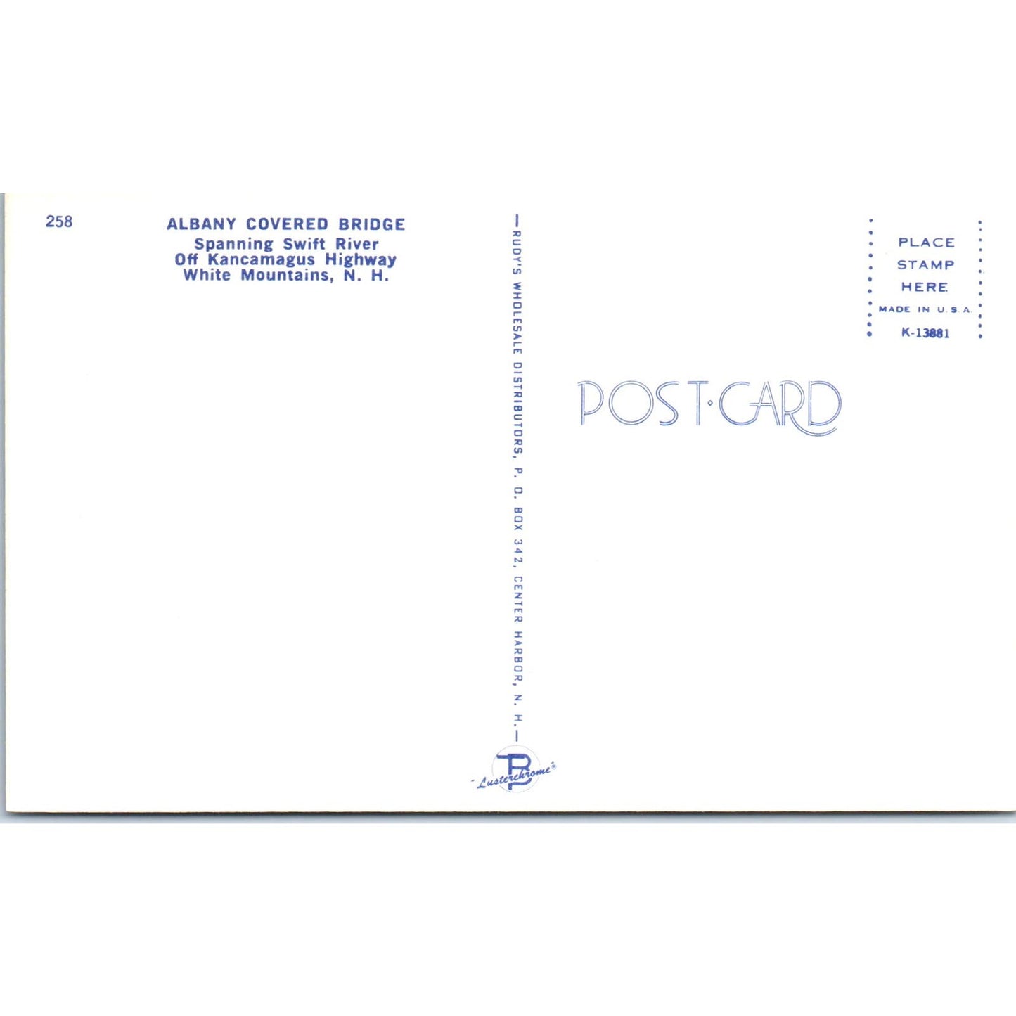 Albany Covered Bridge White Mountains NH Vintage Covered Bridge Postcard PC17