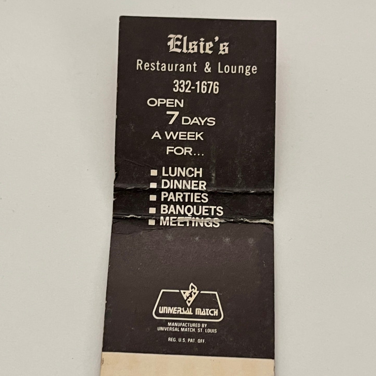 Elsie's Restaurant 8th & Marshall Minneapolis MN Vintage Matchbook MB59-1