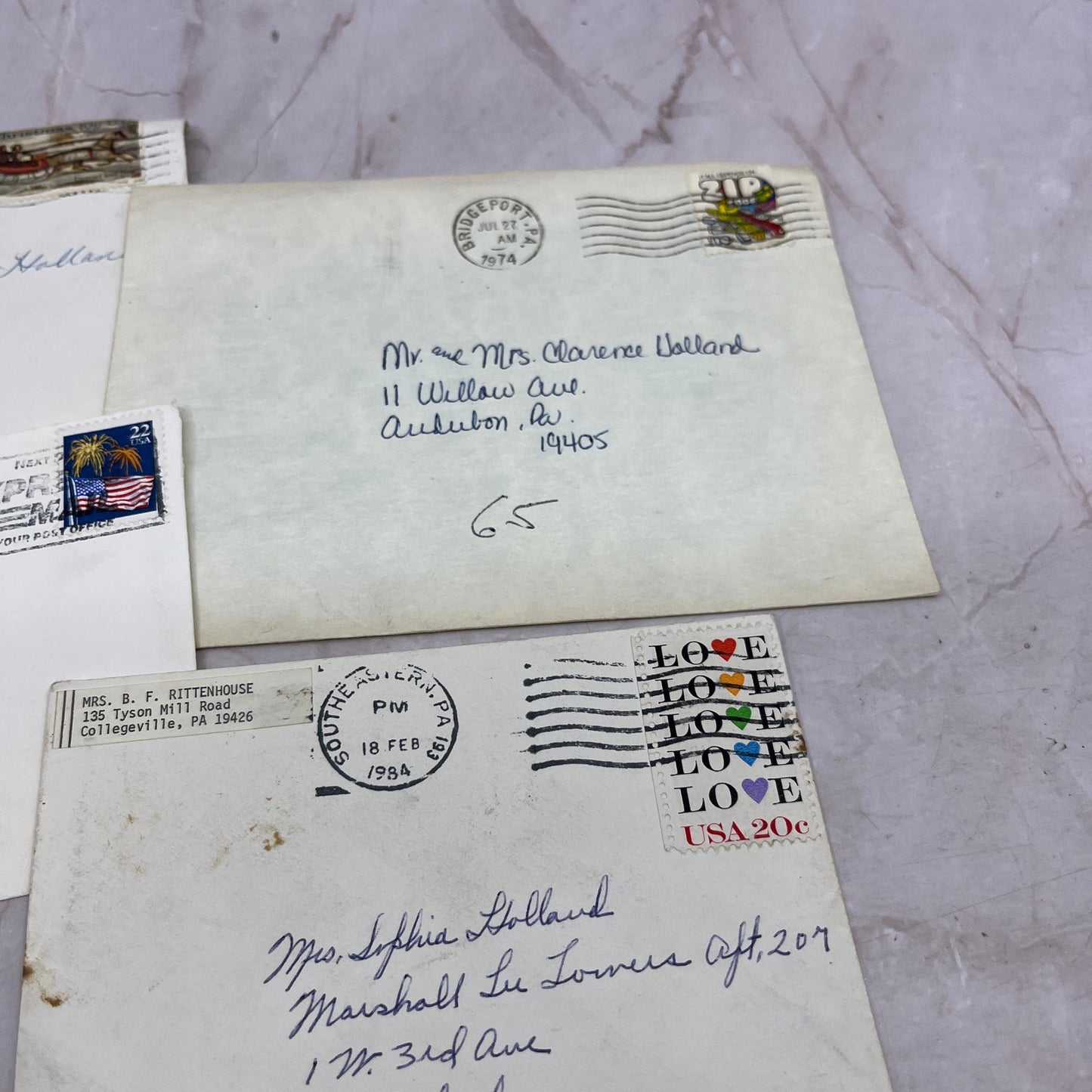 1970-80s Lot Clarence, Sophia & Josephine Holland Audubon PA Envelopes L4-4-9