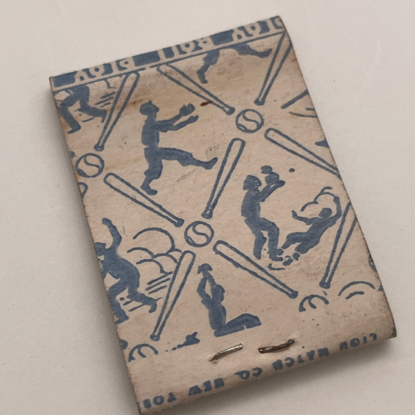 Play Ball Baseball Silhouettes Lion Match Vintage Matchbook Cover TB8-MB2-7