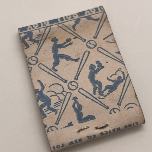Play Ball Baseball Silhouettes Lion Match Vintage Matchbook Cover TB8-MB2-7