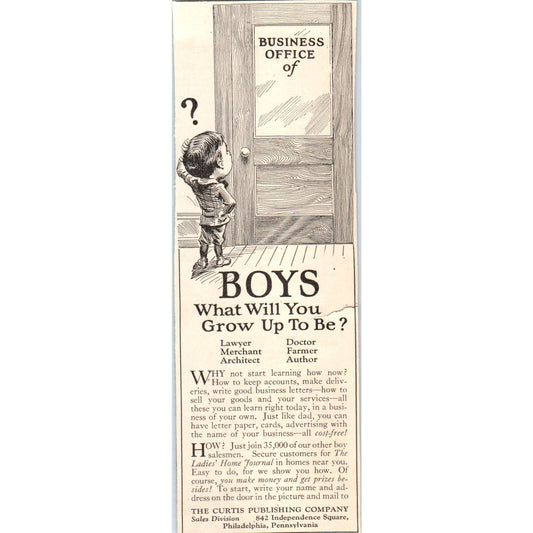 Salesman Training for Boys Te Curtis Publishing Co 1924 Magazine Ad AF7-LJ1