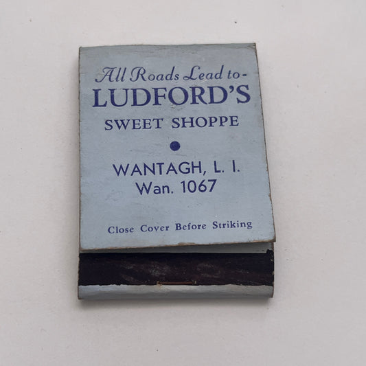Ludford's Sweet Shoppe Wantagh Long Island Vintage Matchbook Cover TB8-MB-2
