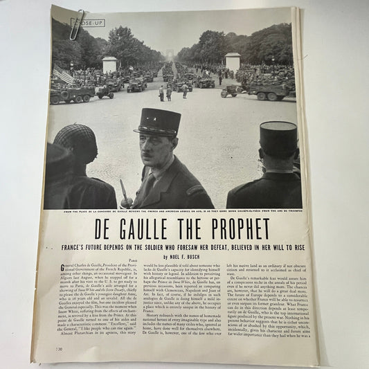 De Gaulle the Prophet by Noel F. Busch 7 Pages 1940s WWII Era Article V29-5