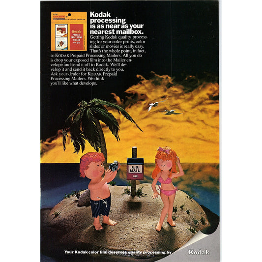 1960s Kodak Kodachrome Processing Claymation Marooned Vintage Ad 7x10 V5