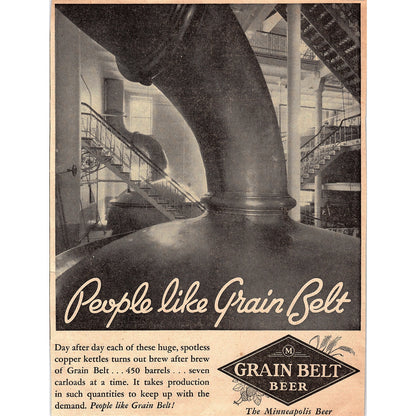Grain Belt Copper Kettles Minneapolis MN 1935 Newspaper Ad V1-9