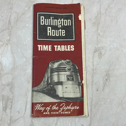 1951 Burlington Route Railroad Zephyr Passenger Train Schedules Timetable TJ4-P2