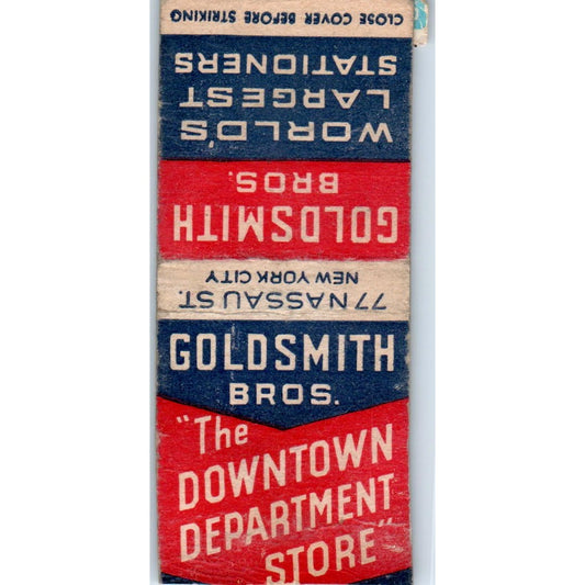 Goldsmith Bros. Downtown Department Store NY Vintage Matchbook Cover SD4-Y15