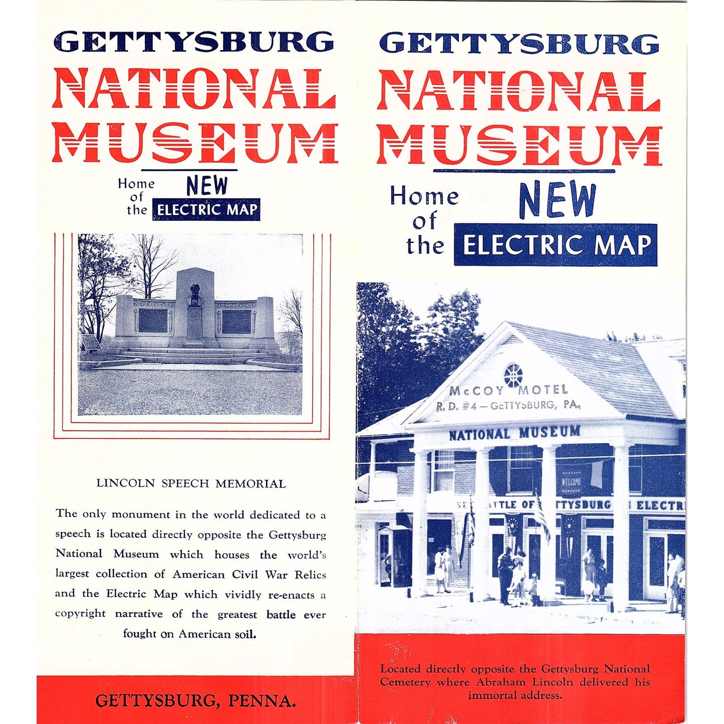 Gettysburg National Museum New Electric Map PA Vintage Travel Brochure TH2-TB5