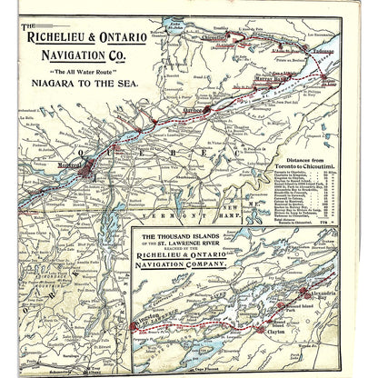 1903 Richelieu and Ontario Timetable Booklet, Map & Travel Brochure TH2-TB2