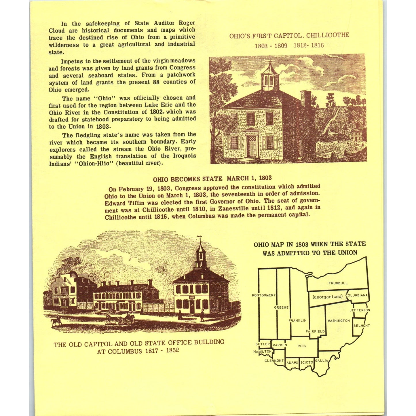 Vintage The Building of Ohio Roger Cloud Auditor of State Travel Brochure TH2-O2