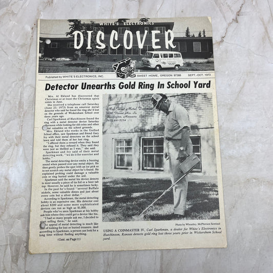 1973 Sep/Oct White's Electronics Discover Newsletter Treasure Hunting OR M19