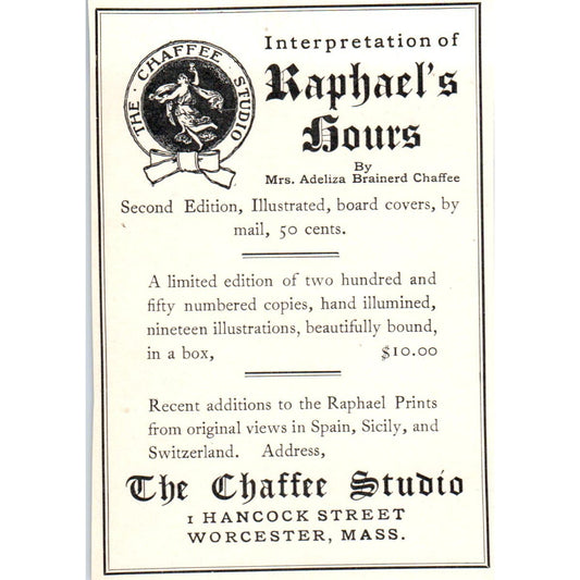 The Chaffee Studio Books Worcester MA c1905 Victorian Ad AE9-MA5