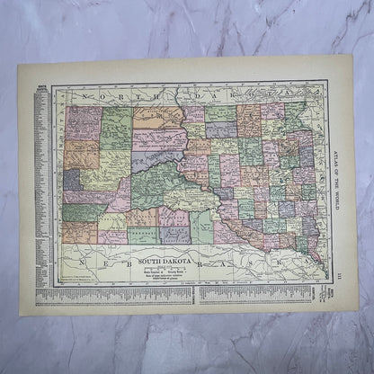 Map of North Dakota, South Dakota Double Sided 1910 Print V14-7