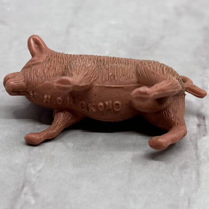 Vintage Miniature Plastic Pig Charm Figurine Hong Kong 1.5" SE2