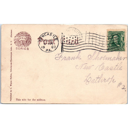 1907 The Search Light Tower & Lover's Bridge Celoron New York Postcard PD3