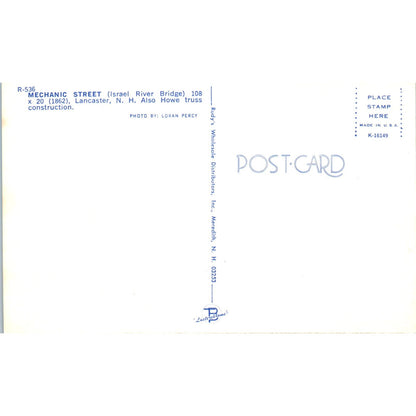 Israel River Bridge Mechanic Street Lancaster NH Covered Bridge Postcard PD3