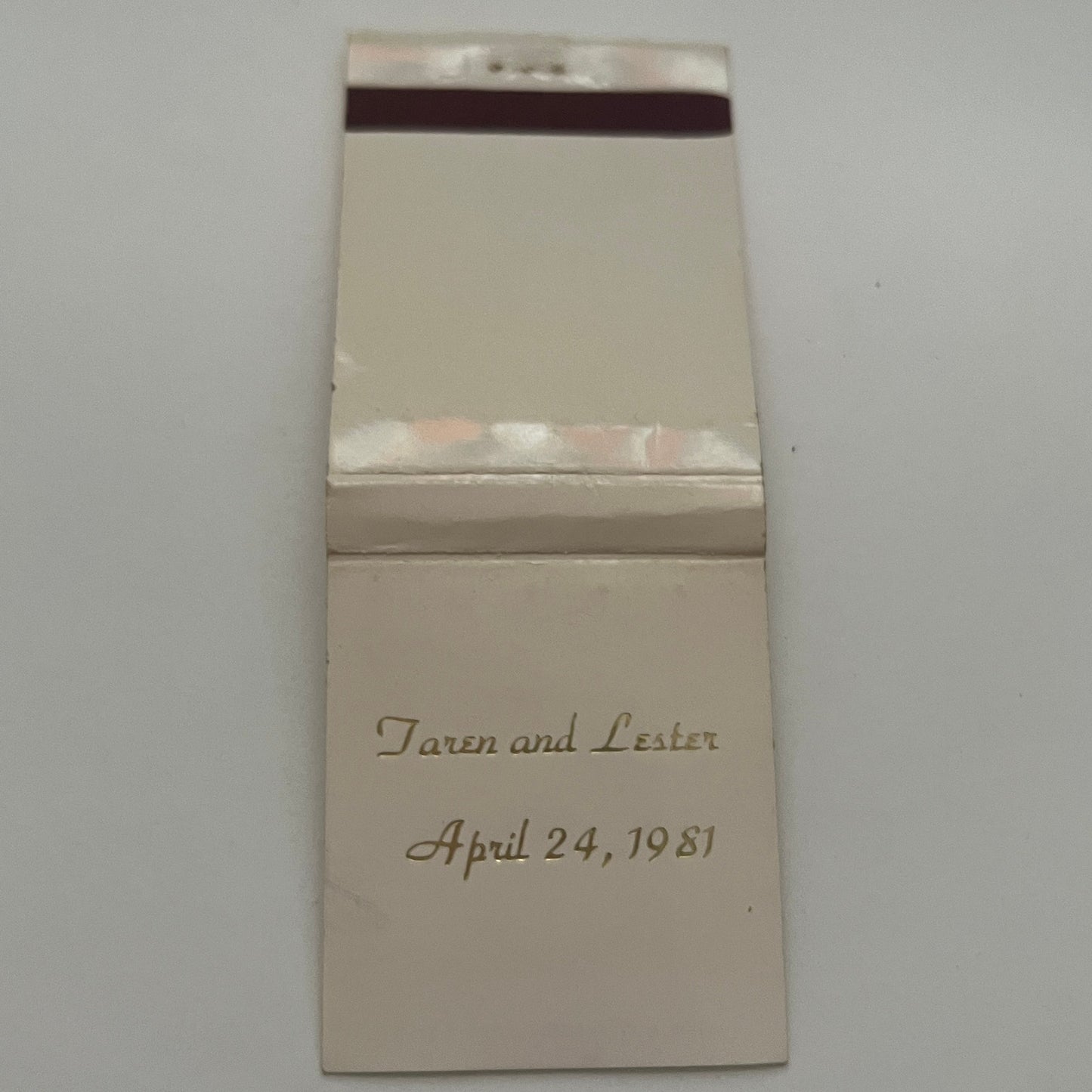 Taren and Lester Wedding Apr 24 1981 Monogrammed Matchbook Cover TB8-MB2-1