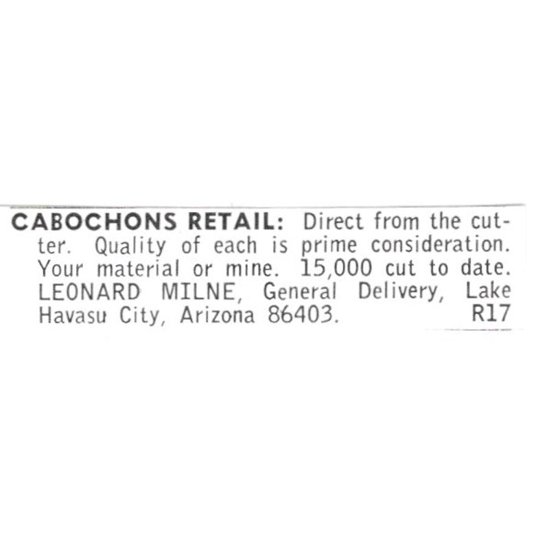 Cabochons Retail - Leonard Milne Lake Havasu City AZ 1972 Ad AF8-S8